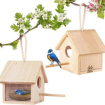 Nichoir pour Moineaux en Bois Naturel – Installation sur Poteau ou Suspendu - Vignette | Le Refuge des oiseaux