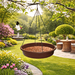 Mangeoire à oiseaux suspendue avec bain – Station d’eau décorative pour jardin - Vignette | Le Refuge des oiseaux