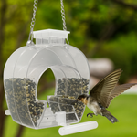 Mangeoire à oiseaux en acrylique transparente suspendue - Vignette | Le Refuge des oiseaux