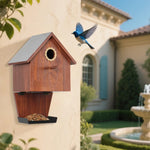Abri et mangeoire 2-en-1 en bois pour oiseaux - Vignette | Le Refuge des oiseaux