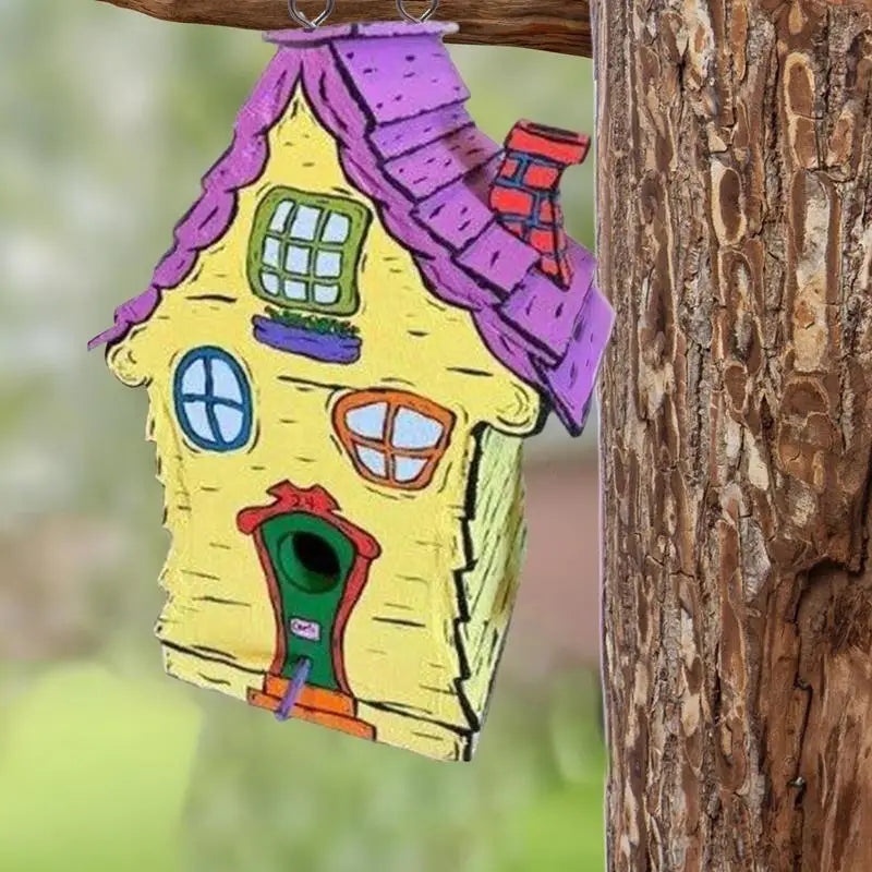 Nichoir À Oiseaux En Bois Fait À La Main, Whoville, Décoratif, Grandes Maisons À Oiseaux Bleues, Nids Pour L'Extérieur Avec Poteau Suspendu