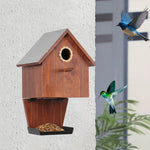 Abri et mangeoire 2-en-1 en bois pour oiseaux - Vignette | Le Refuge des oiseaux
