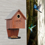 Abri et mangeoire 2-en-1 en bois pour oiseaux - Vignette | Le Refuge des oiseaux