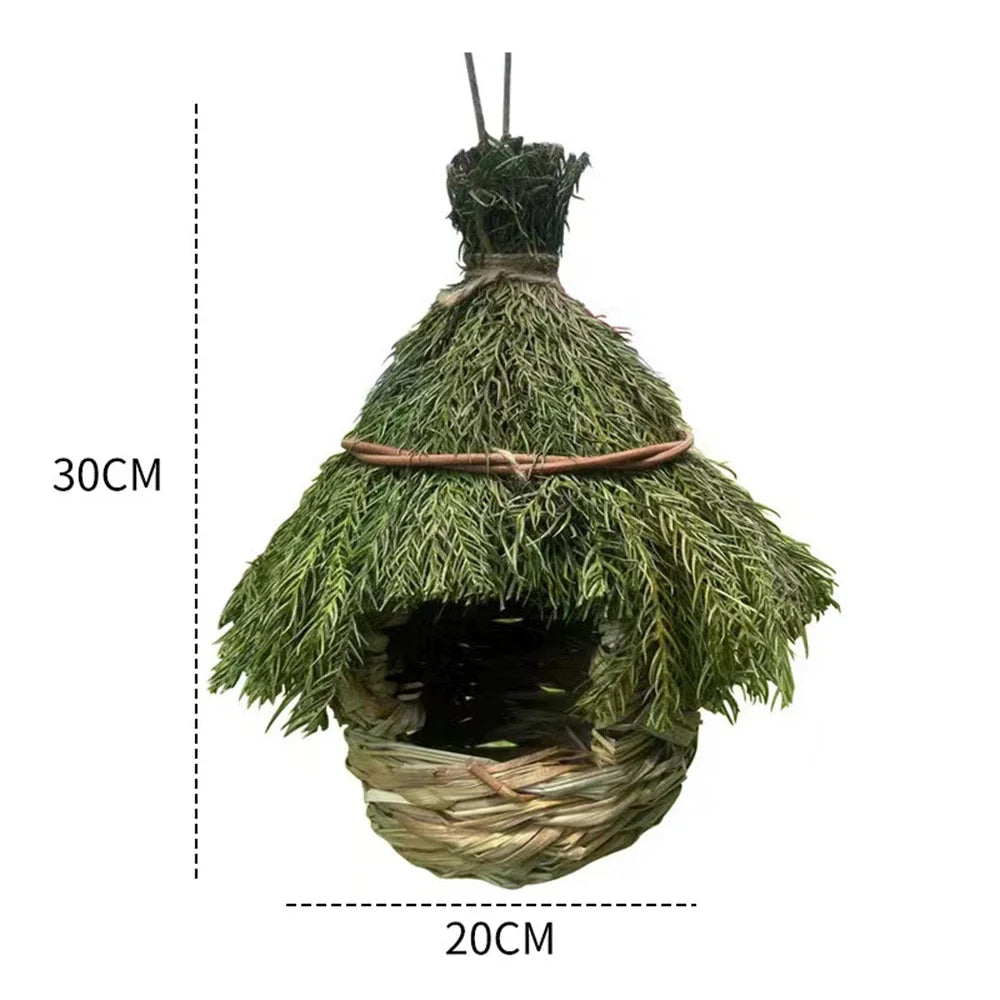 Casier À Oiseaux En Herbe Naturelle Tissé À La Main Avec Un Design Suspendu Résistant Aux Intempéries – Parfait Pour La Décoration Extérieure De Jardin Et L'Élevage D'Oiseaux