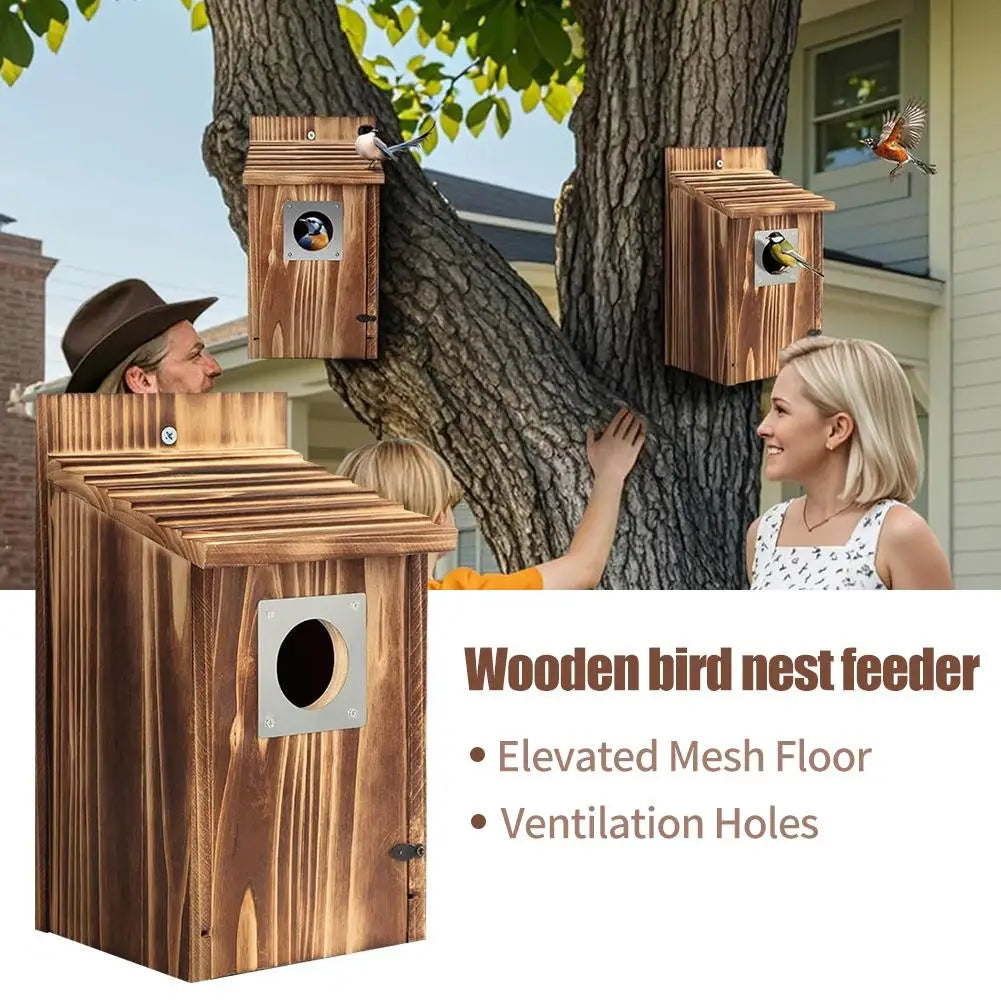 Une Maison À Oiseaux En Bois Facile À Nettoyer Et À Remplir: La Porte D'Entrée De La Maison À Oiseaux En Bois Peut Être Ouverte Pour Un Nettoyage Facile De Resi T6U8