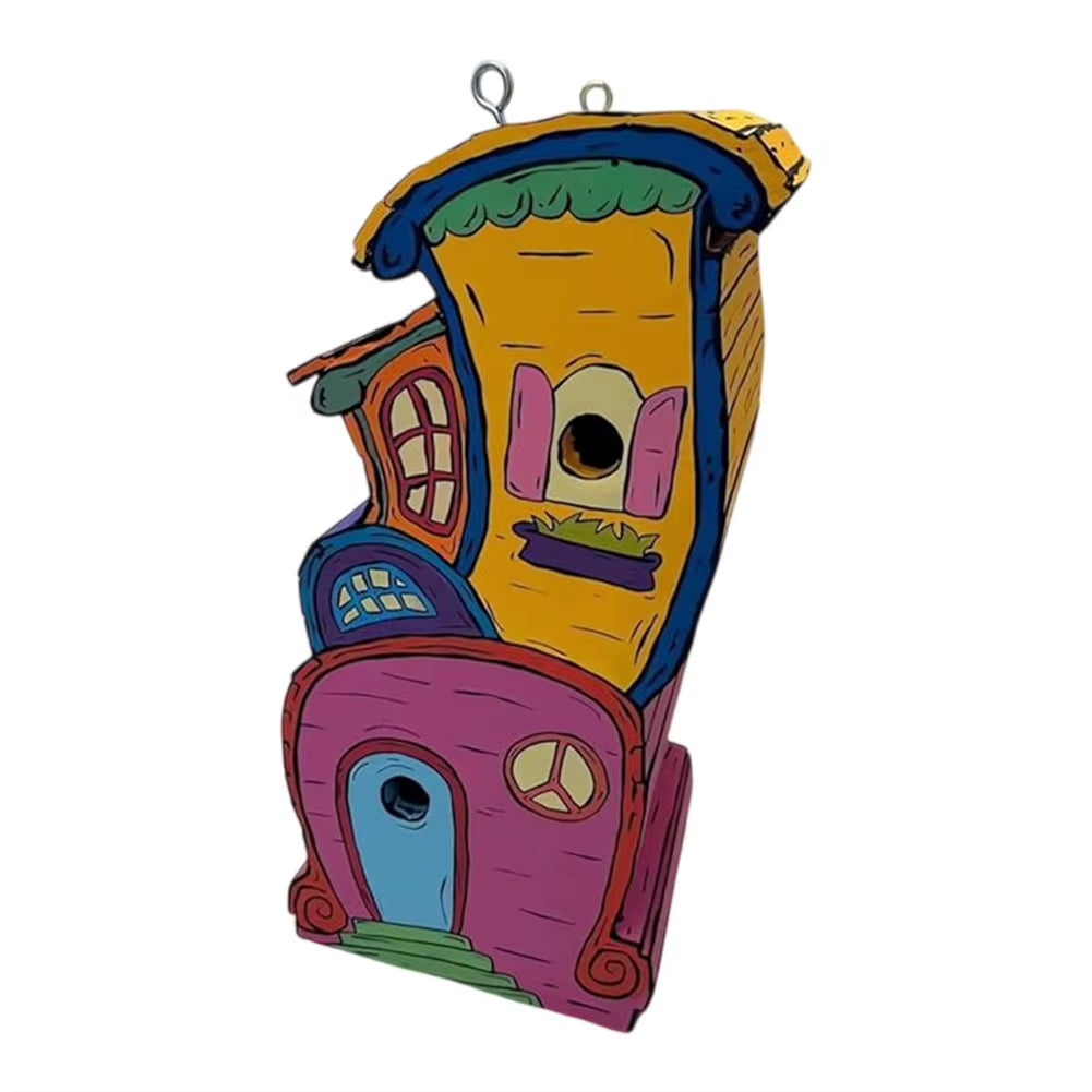 Wooden Bird House with Perch Cute Small Nesting Box Breathable Warm Bird Resting Place for Home Garden Patio Decor