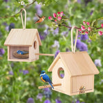 Nichoir en Bois Naturel avec Poteau – Maison Suspendue pour Moineaux - Vignette | Ma boutique