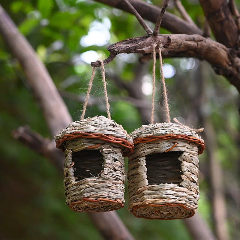 Casier À Oiseaux Tricoté À La Main Avec Herbe D'Hibiscus, Décorations Pour Animaux De Compagnie, Cage À Oiseaux Écologique Pour Jardin, Décoration Extérieure De La Maison