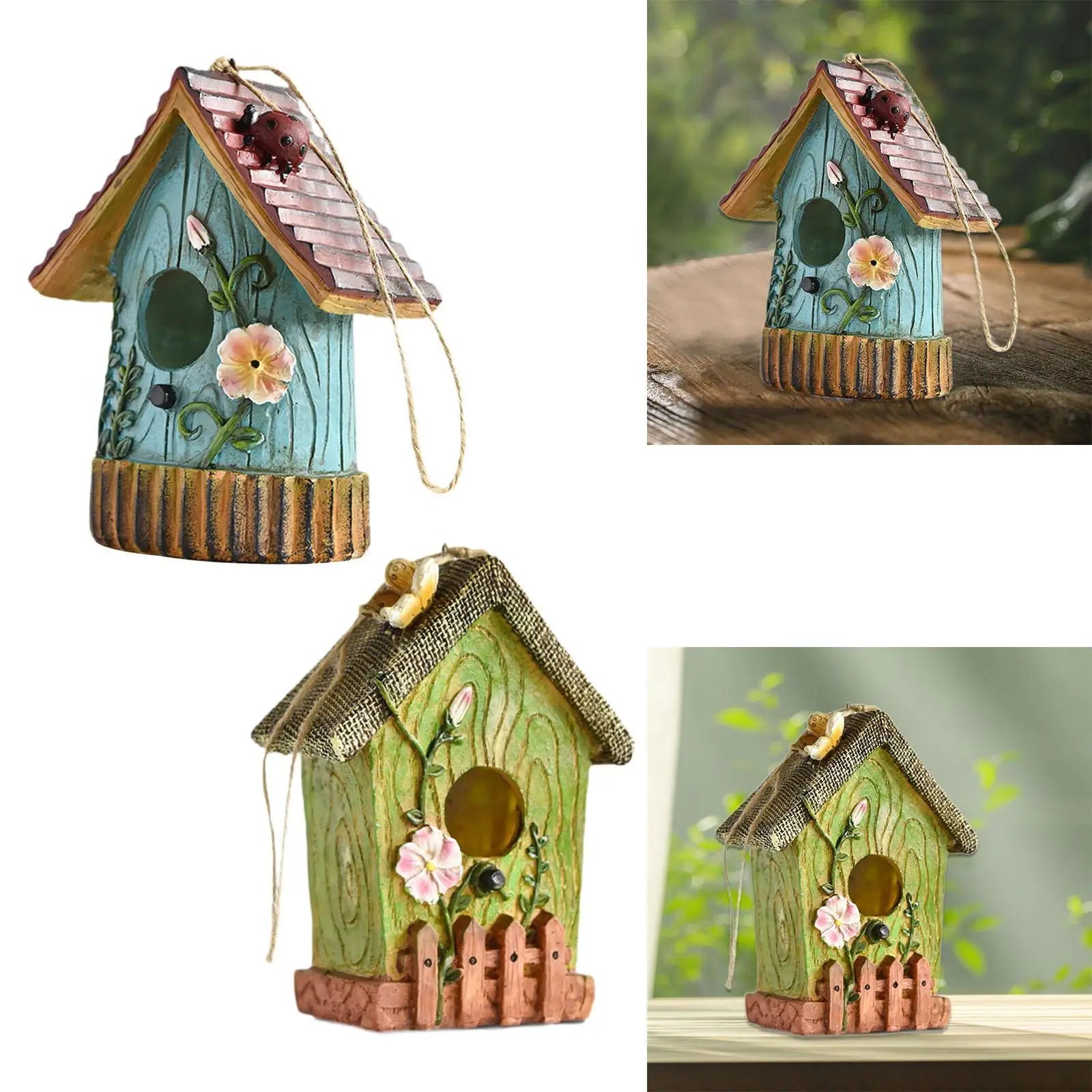 Maison À Oiseaux Suspendue, Cabane À Oiseaux De Campagne En Plein Air Pour Clôture, Patio, Arrière-Cour