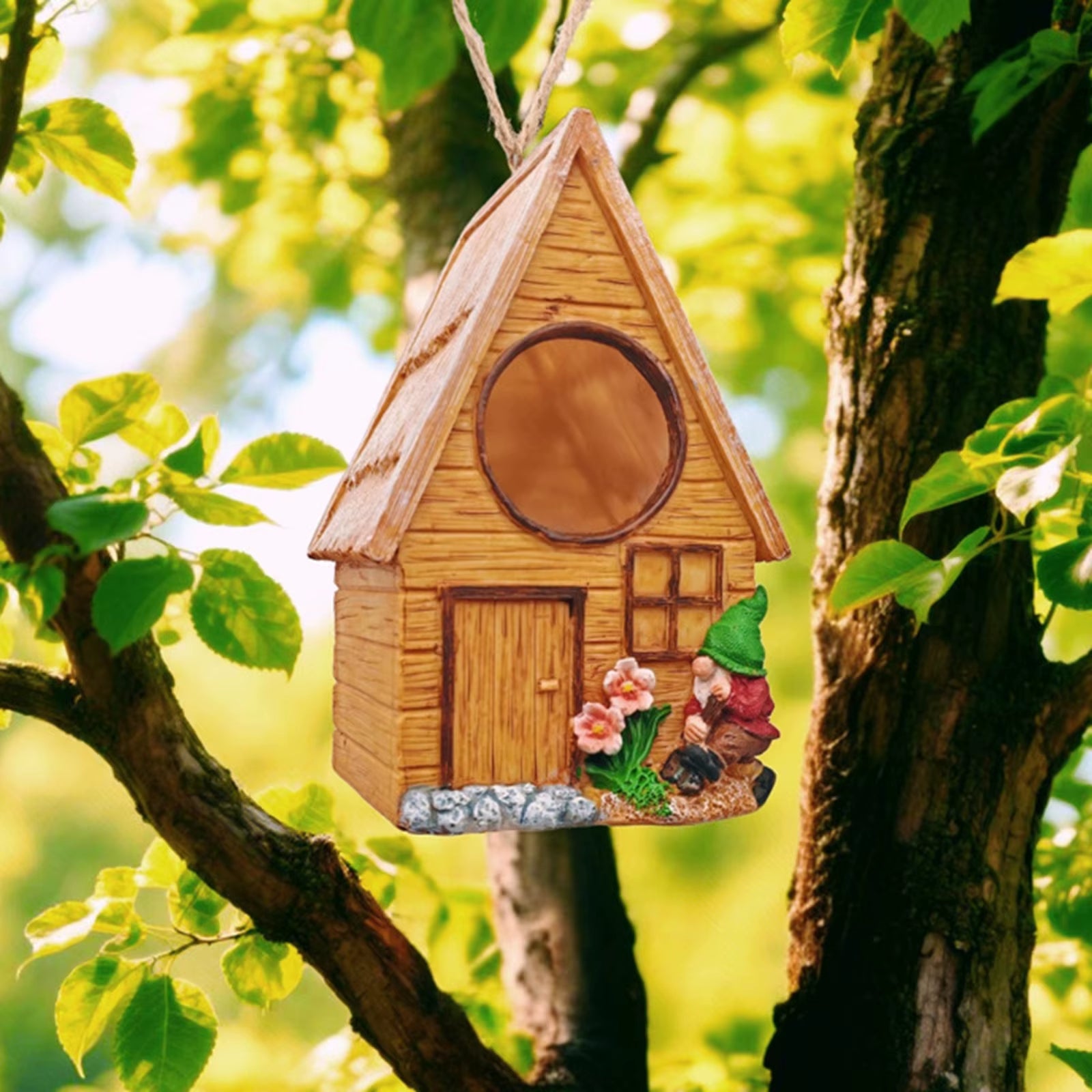 Bird Houses for outside Garden Bird Feeder, Hanging Resin Decorative Bird Nest for Outdoor Garden Decorations Bird Cages