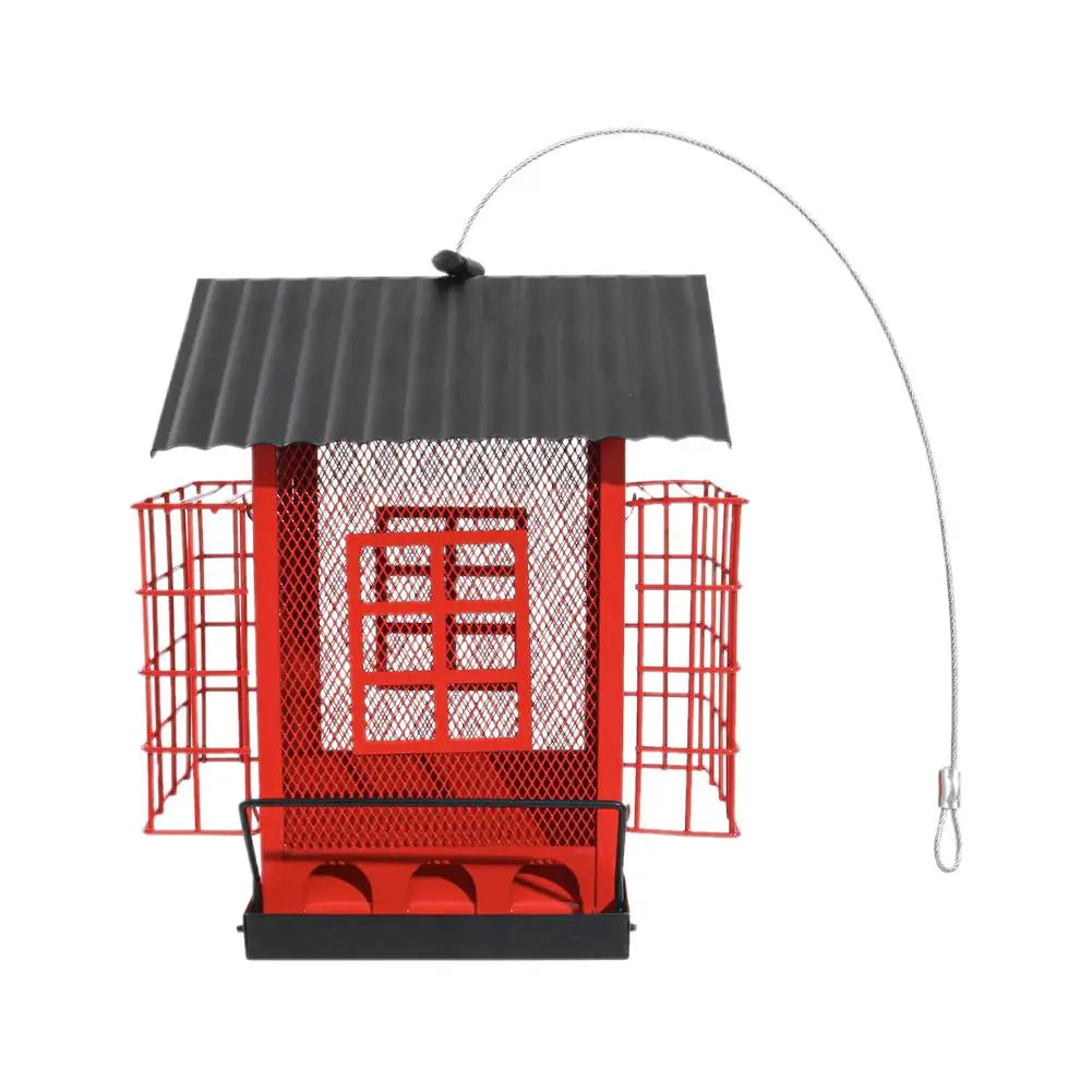 Mangeoire À Oiseaux En Métal, Grande Capacité, Résistante Aux Écureuils, Suspendue En Plein Air, Fenêtre, Cour, Maison D'Oiseau, Récipient Alimentaire, Cage À Oiseaux, Accessoires