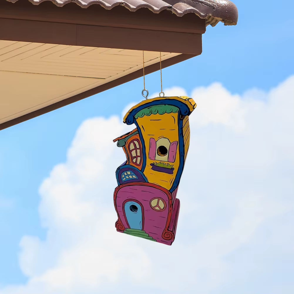 Wooden Bird House with Perch Cute Small Nesting Box Breathable Warm Bird Resting Place for Home Garden Patio Decor