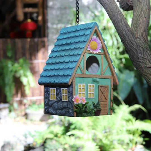 Maison À Oiseaux De Style Pastoral, Artisanat En Résine, Maison À Oiseaux D'Extérieur, Nid D'Oiseau Chaud D'Hiver, Nid Suspendu, Décoration De Jardin