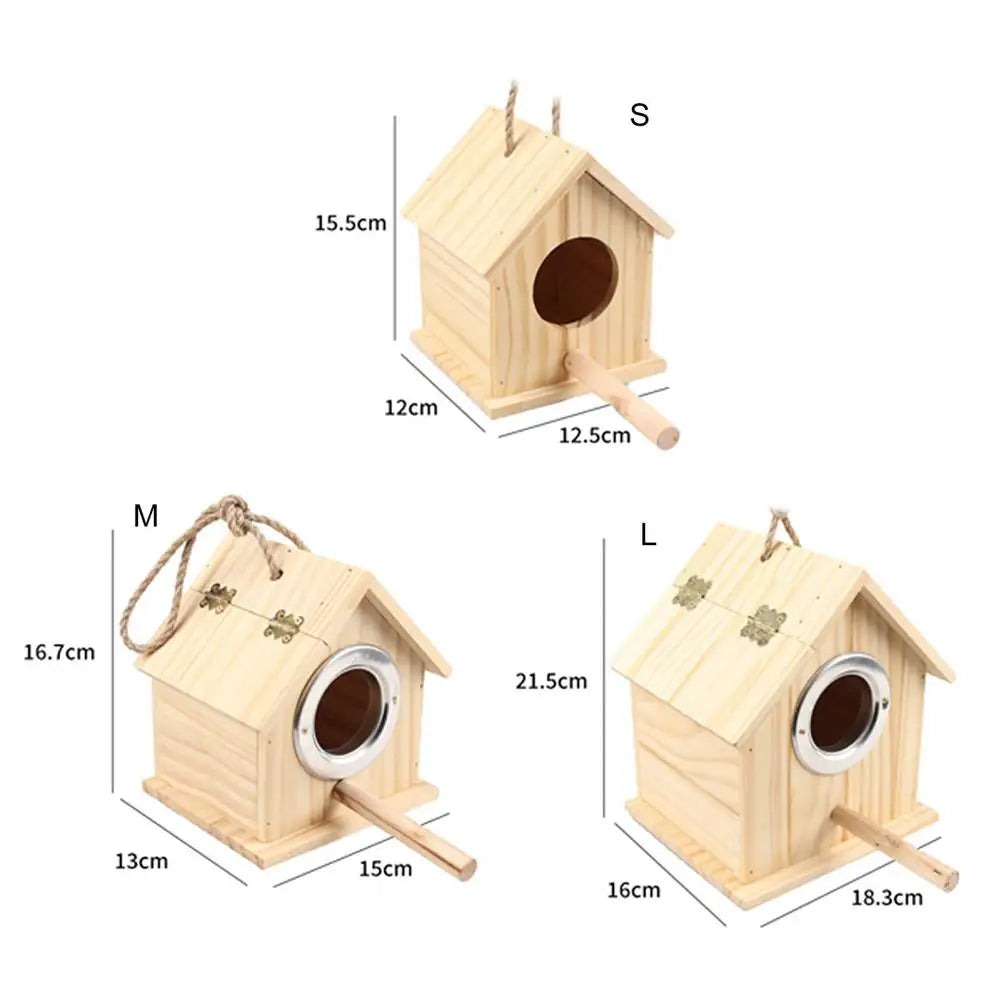 Nid D'Oiseau Suspendu En Bois, Fournitures Pour Oiseaux, Sans Odeur, Grand Espace, Protection Solaire, Imperméable, Surface Lisse, Abri Multiple U