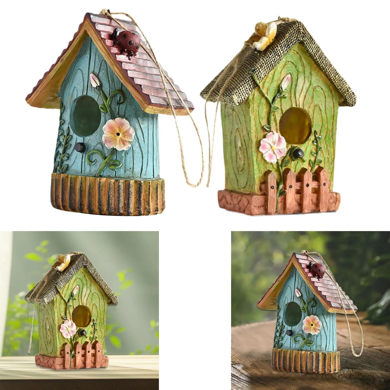 Maison À Oiseaux Suspendue, Cabane À Oiseaux De Campagne En Plein Air Pour Clôture, Patio, Arrière-Cour
