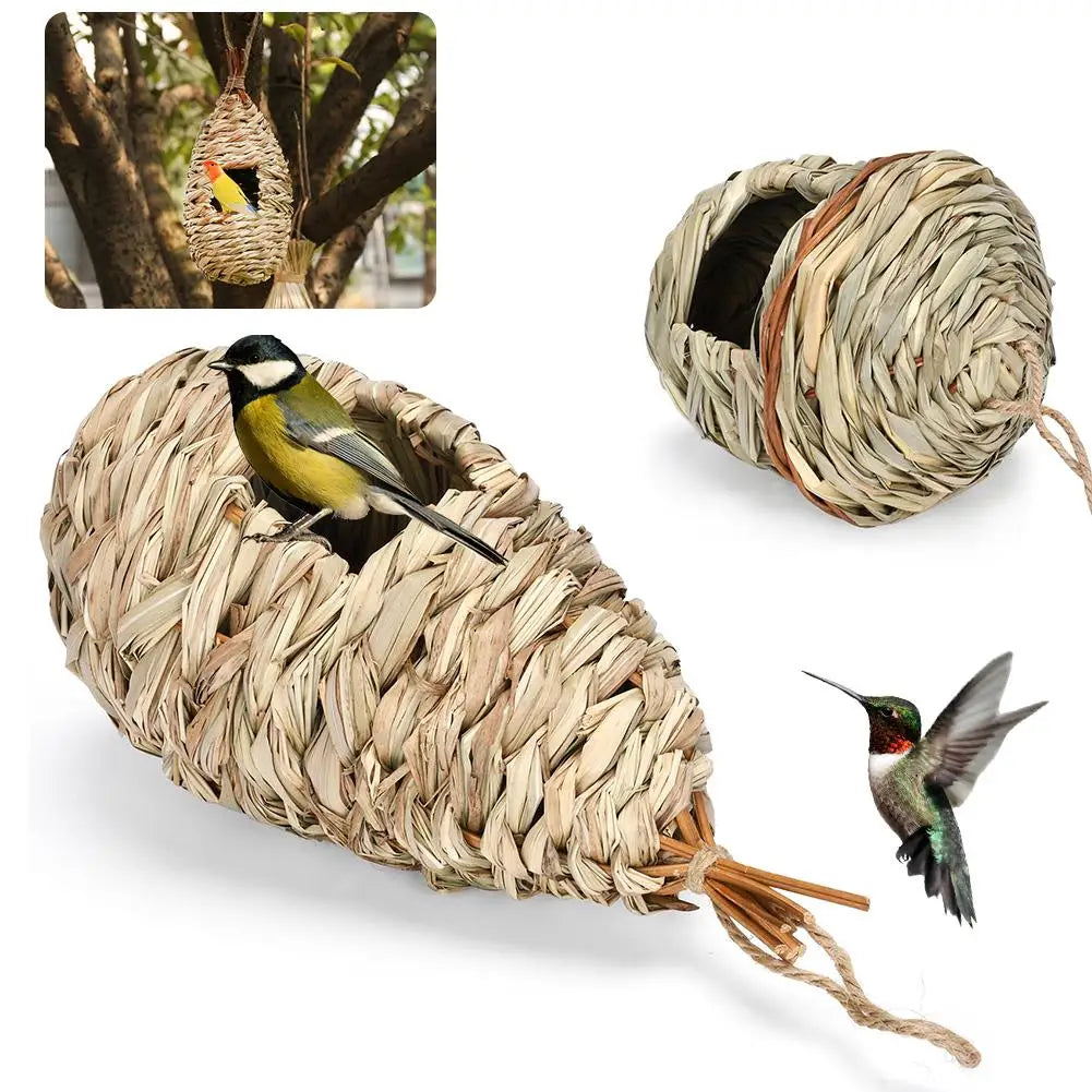 Nid D'Herbe Tissé À La Main, Gourde D'Herbe D'Hibiscus, Maison D'Oiseaux Pour Jardin Extérieur Suspendu À Couver, Accessoire D'Élevage D'Oiseaux Z8B3