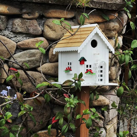 Wooden Birdhouse Hanging from Tree Garden Patio Outdoor Decoration Bird'S Nest Wild Bird