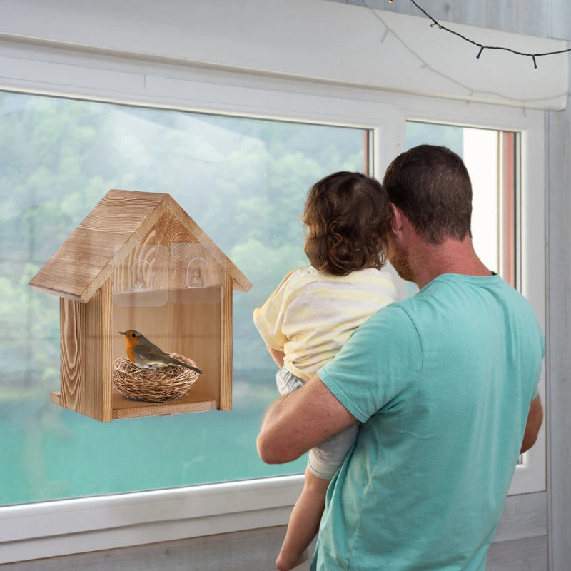 Fenêtre Transparente Extérieure Casse À Oiseaux Ventouse Maison À Oiseaux En Bois Nid D'Oiseau Nid D'Oiseau Maison À Oiseaux Nid D'Oiseau En Bois Massif