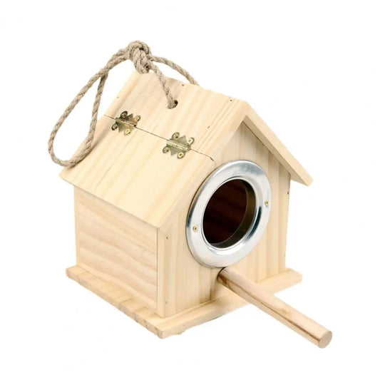 Nid D'Oiseau Suspendu En Bois, Fournitures Pour Oiseaux, Sans Odeur, Grand Espace, Protection Solaire, Imperméable, Surface Lisse, Abri Multiple U