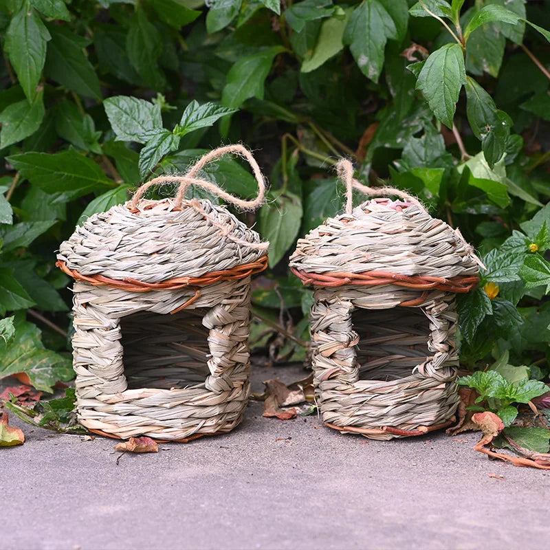 Casier À Oiseaux Tricoté À La Main Avec Herbe D'Hibiscus, Décorations Pour Animaux De Compagnie, Cage À Oiseaux Écologique Pour Jardin, Décoration Extérieure De La Maison