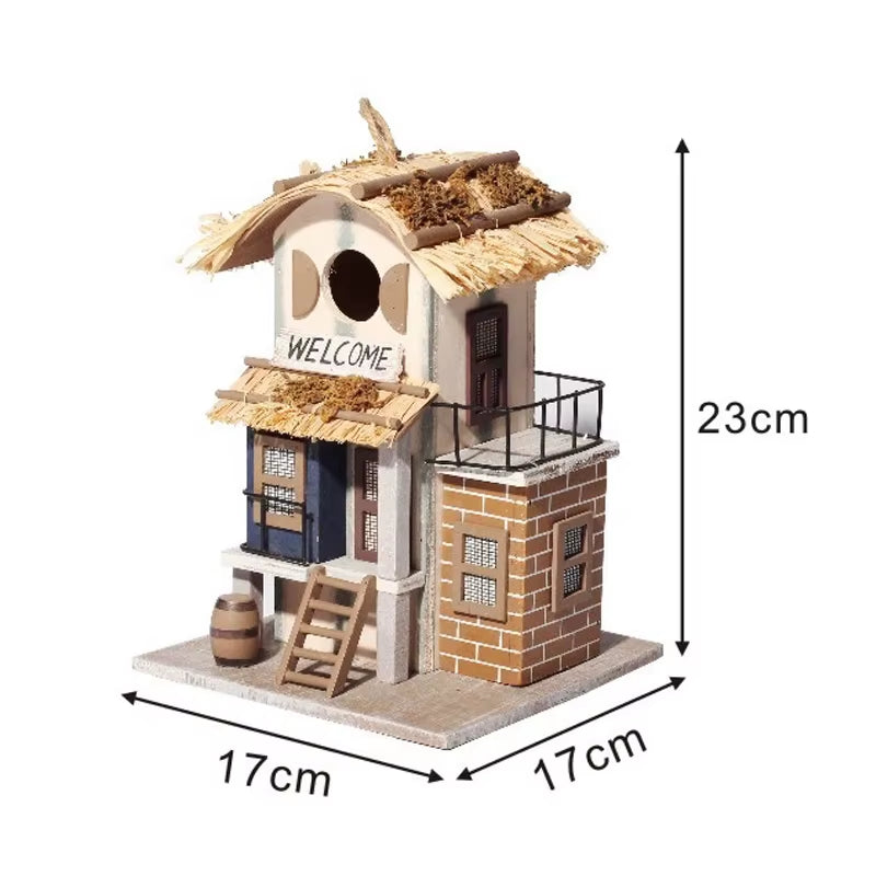 Bird House Nest Villa Handmade Wood and Cute Home Outdoor Decorations Forest Park Wild
