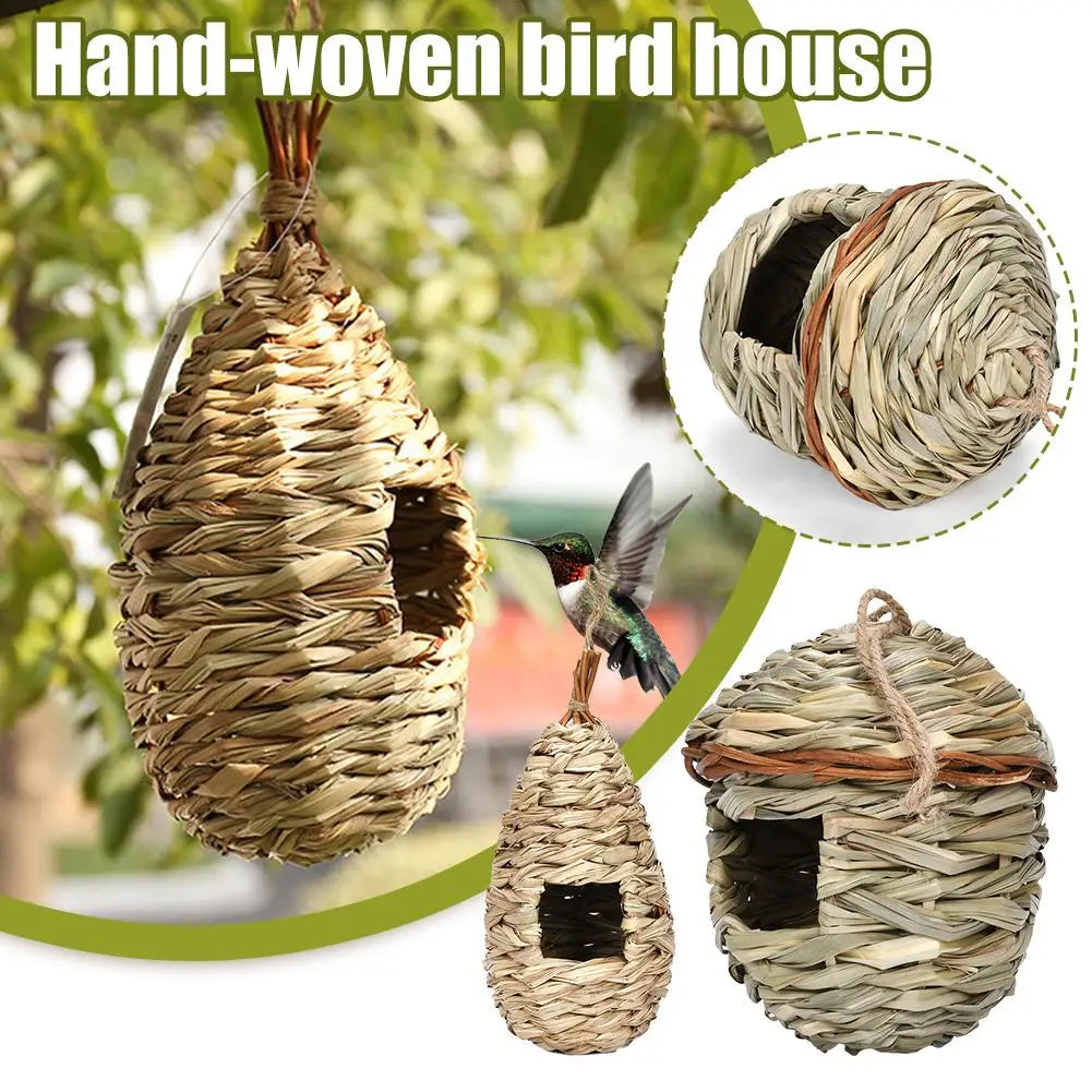 Nid D'Herbe Tissé À La Main, Gourde D'Herbe D'Hibiscus, Maison D'Oiseaux Pour Jardin Extérieur Suspendu À Couver, Accessoire D'Élevage D'Oiseaux Z8B3
