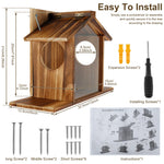 Mangeoire à Écureuils en Bois de Pin – Grande Capacité avec Toit et Panneau Transparent - Vignette | Ma boutique