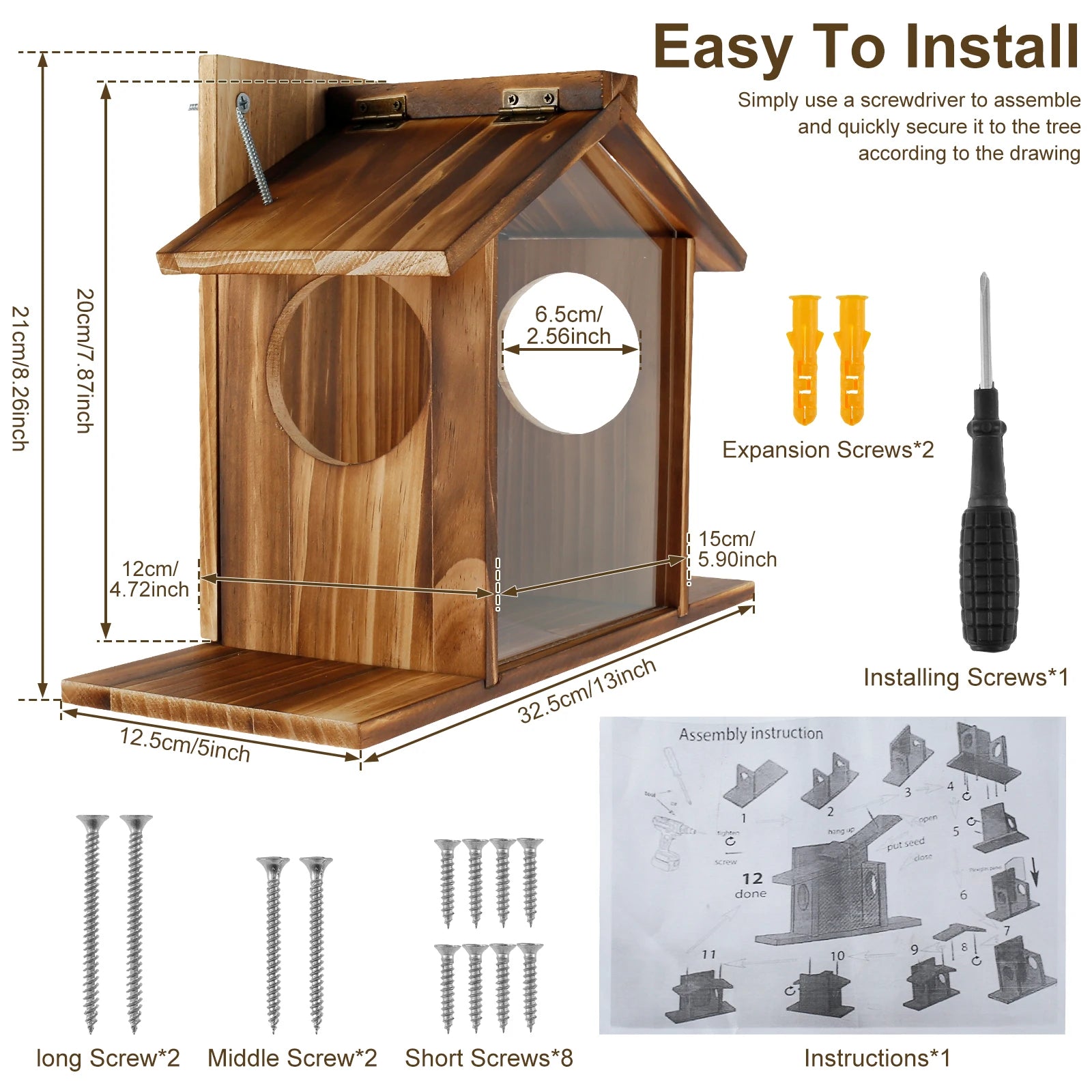 Mangeoire Pour Écureuil En Bois, Grande Capacité, Maison Avec Toit, Stations D'Alimentation Pour Écureuil, Décoration De Jardin Pour Maïs Et Cacahuètes