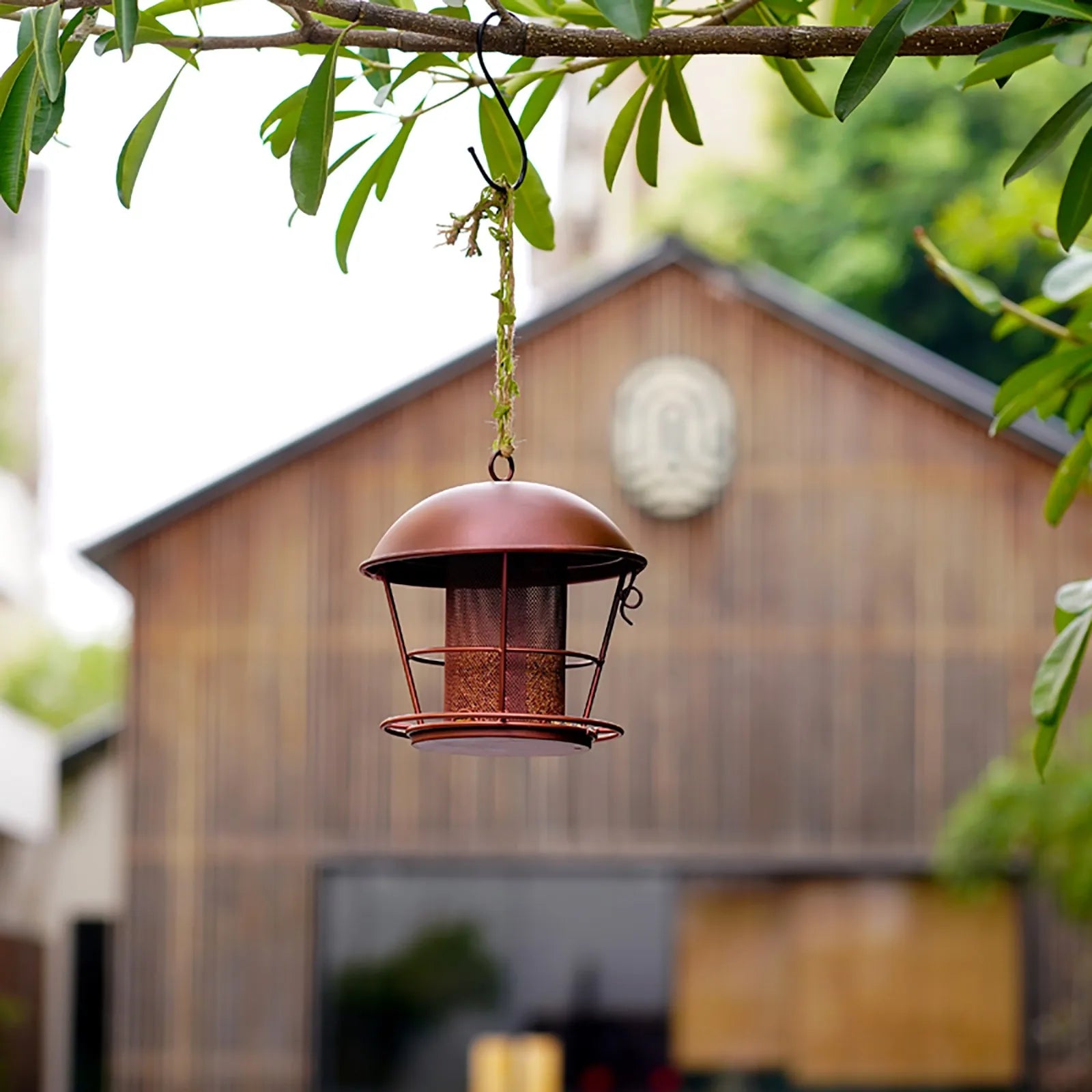 Mangeoire À Oiseaux En Forme De Dôme En Métal Pour L'Extérieur, Décoration De Jardin Suspendue En Fer Forgé, Fournitures Quotidiennes Imperméables Et Antirouille Pour Oiseaux Sauvages