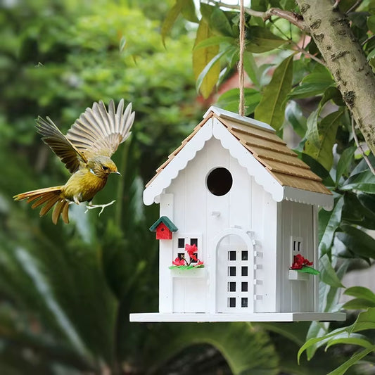 Wooden Birdhouse Hanging from Tree Garden Patio Outdoor Decoration Bird'S Nest Wild Bird