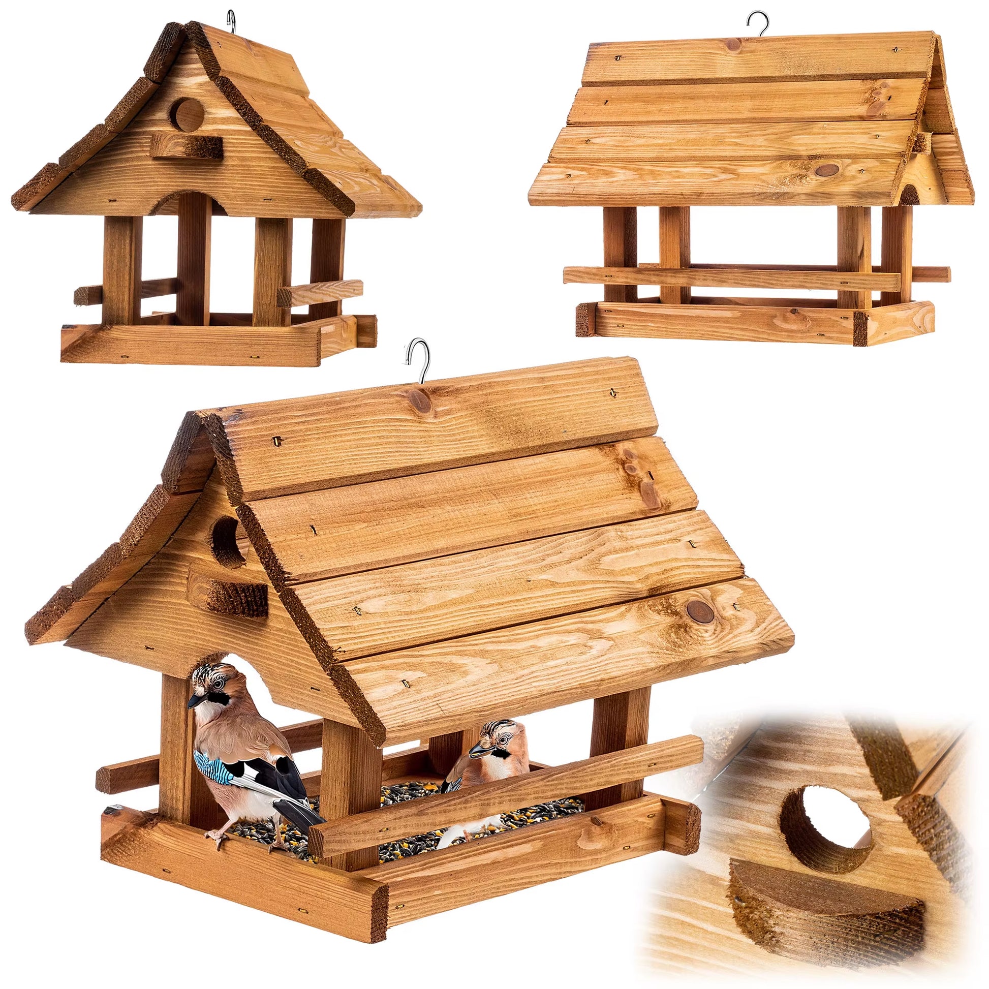 Bird Feeder Wooden House 30X25 Cm Natural