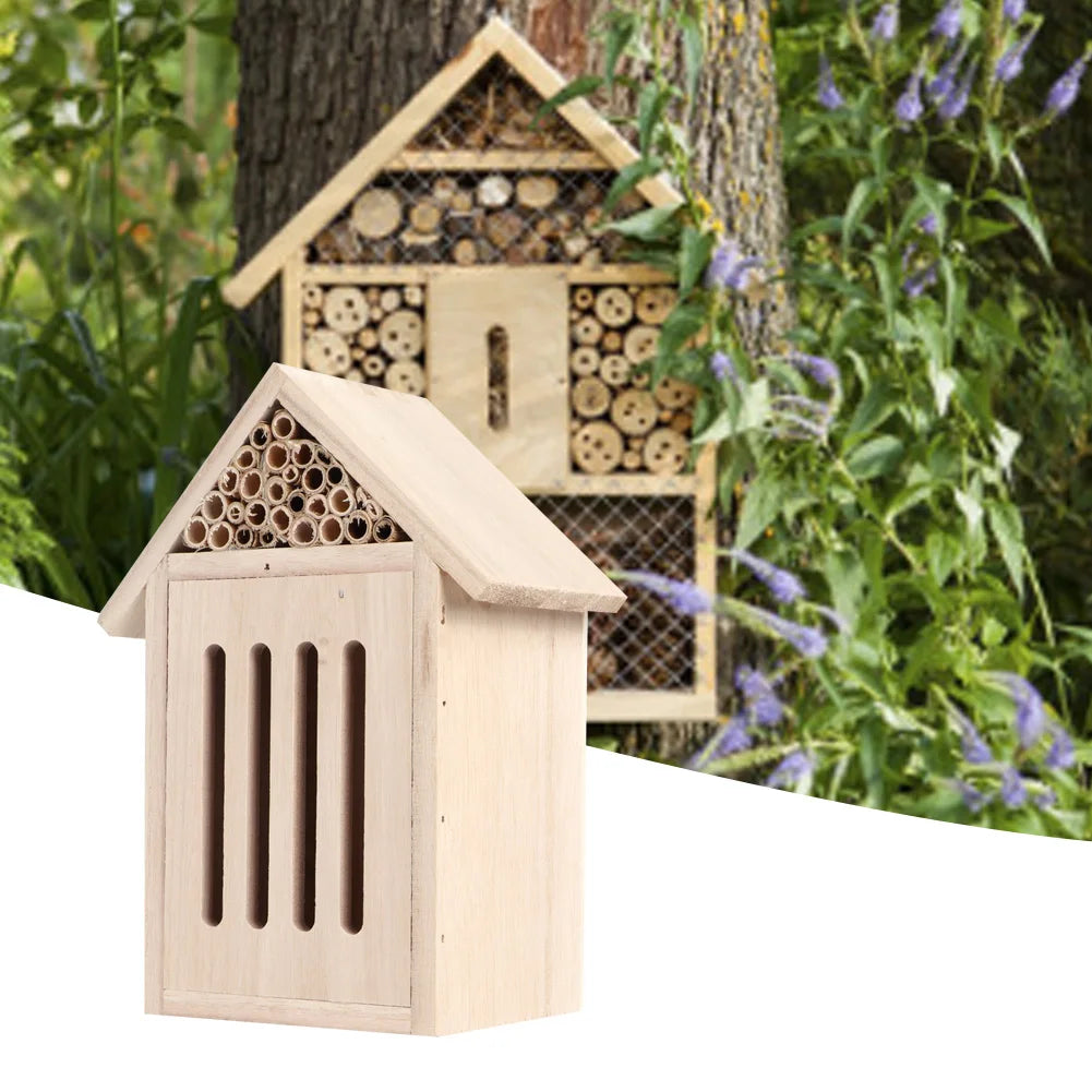 Maison D'Abeilles À Insectes En Bois Pour L'Extérieur, Boîte De Nidification Pour Abri Anti-Insectes En Bois Naturel, Décoration Écologique Pour Le Jardin
