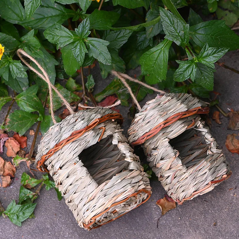 Casier À Oiseaux Tricoté À La Main Avec Herbe D'Hibiscus, Décorations Pour Animaux De Compagnie, Cage À Oiseaux Écologique Pour Jardin, Décoration Extérieure De La Maison