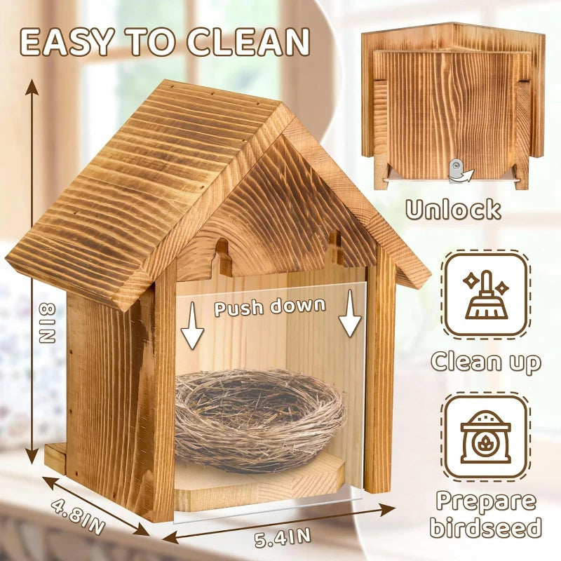 Fenêtre Transparente Extérieure Casse À Oiseaux Ventouse Maison À Oiseaux En Bois Nid D'Oiseau Nid D'Oiseau Maison À Oiseaux Nid D'Oiseau En Bois Massif