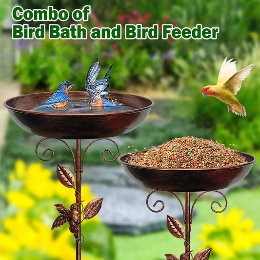 Bain À Oiseaux De Jardin En Fer Robuste, Bain D'Oiseaux D'Extérieur Pour L'Extérieur, Bol De Bain À Oiseaux Debout Vintage Pour Jardin Extérieur, Patio, Cour