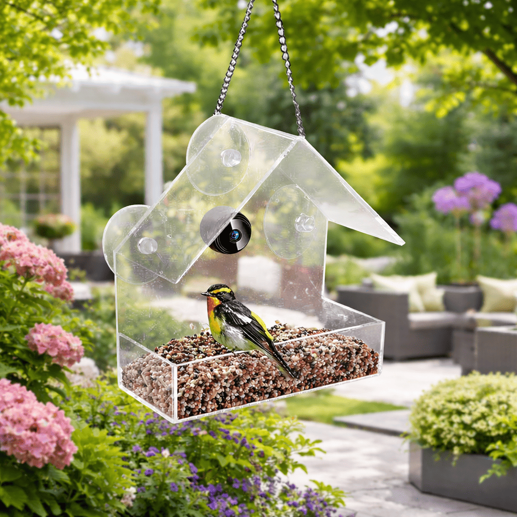 Mangeoire à oiseaux connectée avec caméra pour jardin