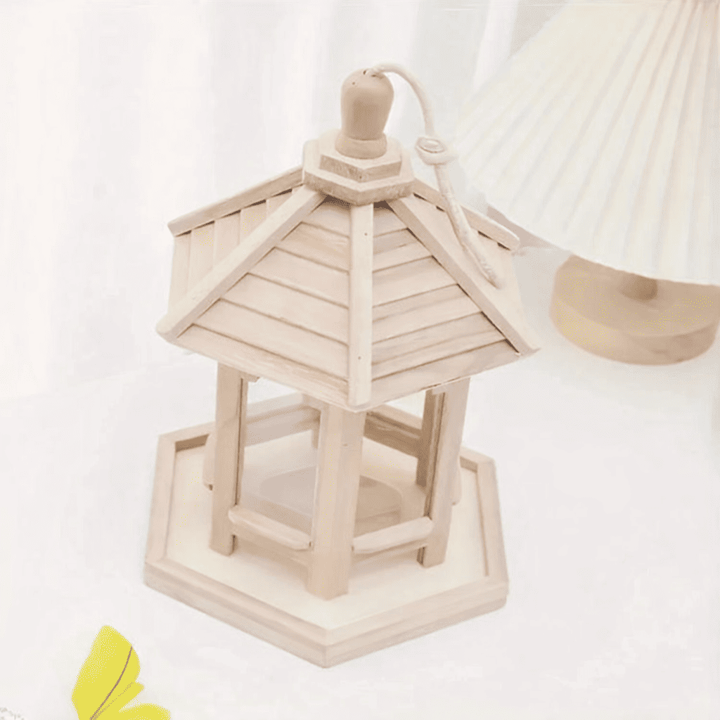 KEMORELA Mangeoire À Oiseaux En Bois Maison 1 Pièces Extérieur Décoratif Tissé Suspendu Maisons À Oiseaux Animal De Compagnie Chambre Cage Système D'Alimentation En Eau