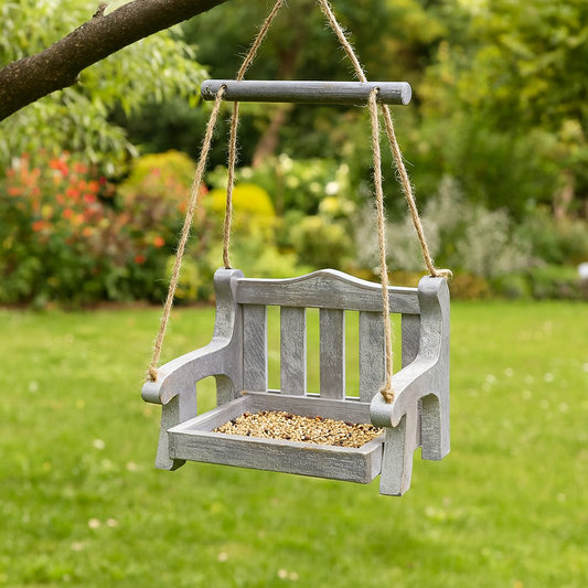 Mangeoire à Oiseaux en Bois Forme Banc Suspendu