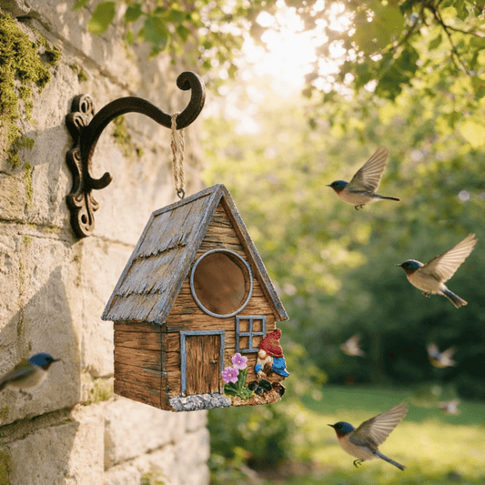 Nichoir décoratif suspendu en résine pour oiseaux – Abri extérieur pour jardin