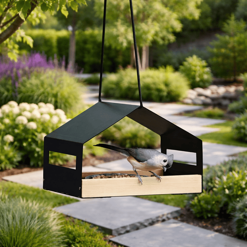 Grande mangeoire pour oiseaux au design minimaliste et moderne, suspendue