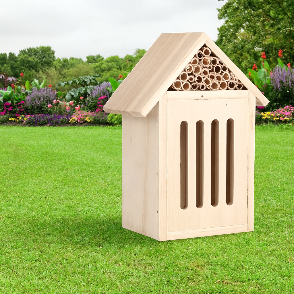 Maison D'Abeilles À Insectes En Bois Pour L'Extérieur, Boîte De Nidification Pour Abri Anti-Insectes En Bois Naturel, Décoration Écologique Pour Le Jardin