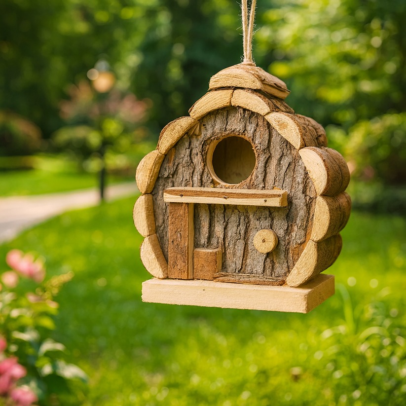 Nichoir en bois suspendu pour mésanges et oiseaux du jardin