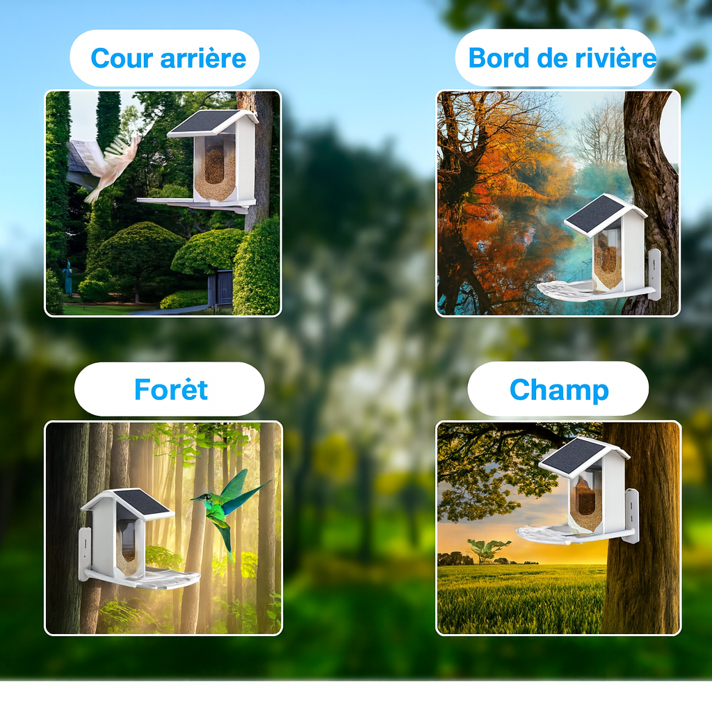 SMART BIRD FEEDER, Enregistrer Et Photographier Divers Oiseaux, Voir Des Enregistrements Vidéo Et Des Photos À Tout Moment, Partout, Charge Solaire