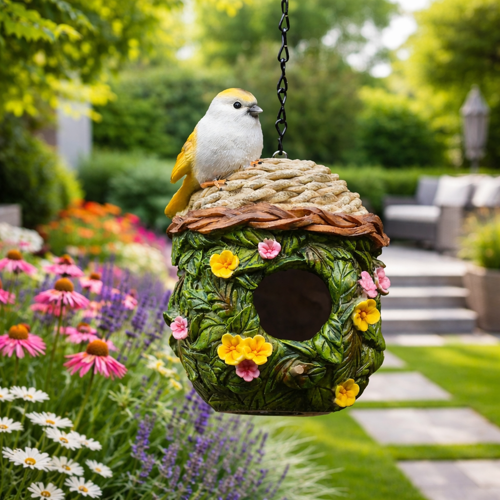 Casier À Oiseaux En Résine Pour L'Extérieur – Cabine De Décoration De Jardin Suspendue, Cadeau Parfait Pour Les Amateurs D'Oiseaux Et Les Petits Oiseaux