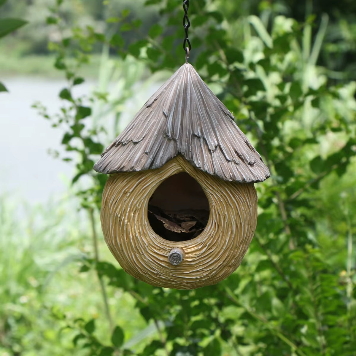1Pc Whimsical Bird Nest Hanging Ornament - Unique Outdoor Garden Yard Decoration, Durable Bird House, Cozy Winter Warm Bird Nest