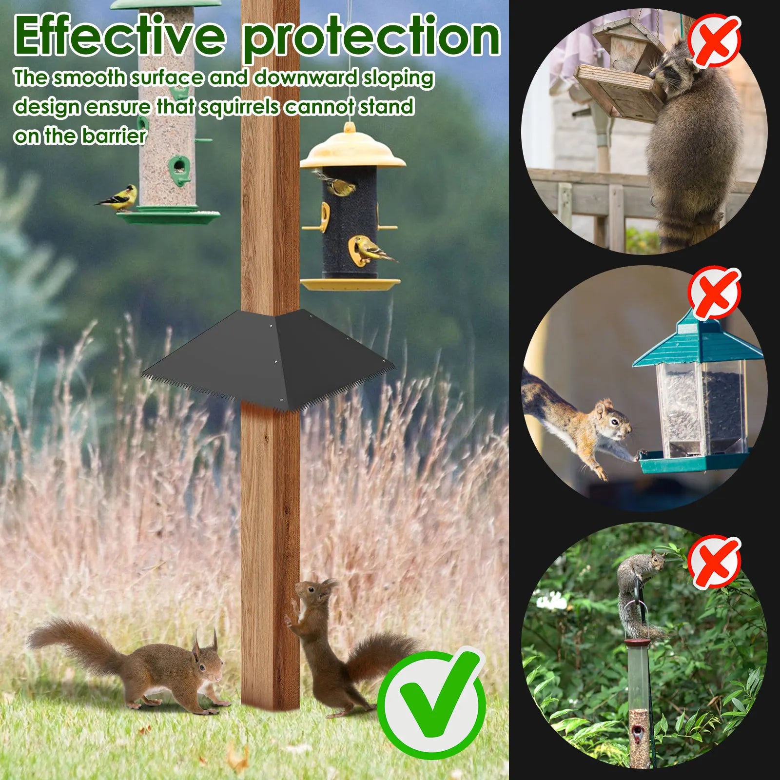 Déflecteur D'Écureuil D'Extérieur En Métal Dentelé, Déflecteur Anti-Écureuil Pour Poteaux D'Alimentation Pour Oiseaux, Protection D'Écureuil Pour Jardin, Patio, Porche 41Cm
