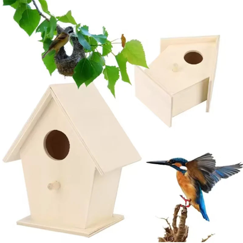 Mini Cage À Oiseaux En Bois Suspendue En Plein Air, Boîte De Jardin, Décoration De Cour De Maison, Produits Pour Oiseaux, Nid De Perroquet En Bois