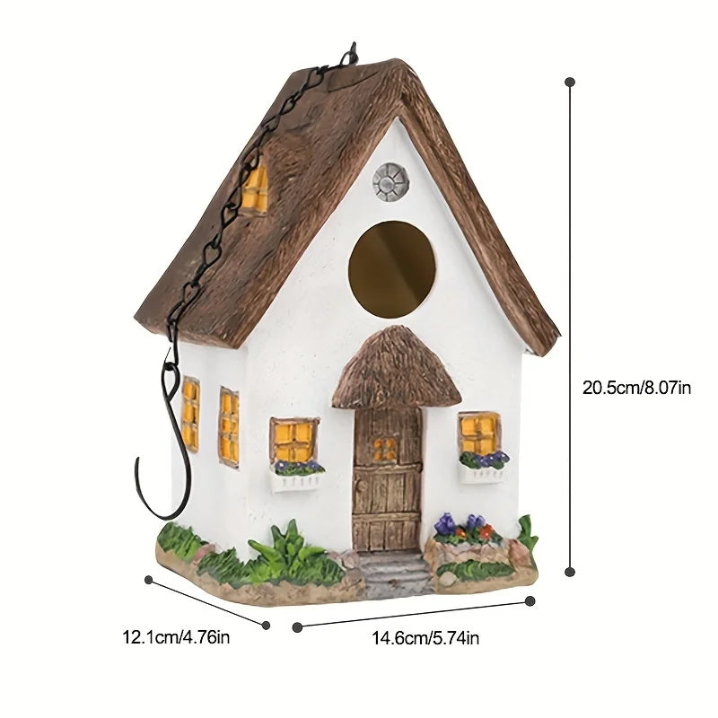 Garden Bird House, Outdoor Hanging Bird Nest, Rustic Cute Birdhouse for Outdoor Decorative Birdhouse