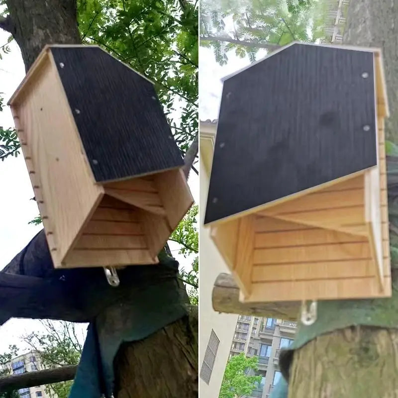 Maison D'Habitat De Chauve-Souris Extérieure, Abri De Chauve-Souris En Bois, Nid De Chauve-Souris En Bois Réutilisable Pour Hibernation, Boîte De Chauve-Souris, Décor En Bois Pour Jardin