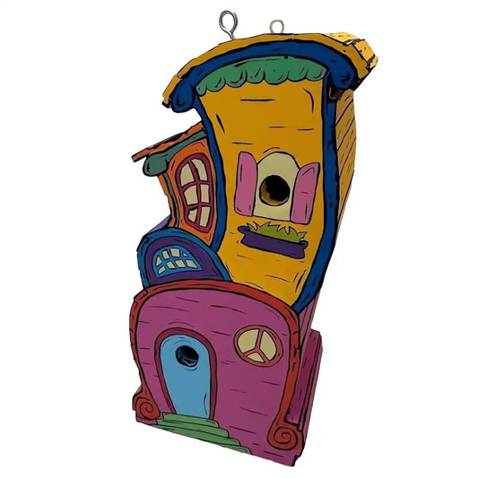 Nichoir À Oiseaux En Bois Fait À La Main, Whoville, Décoratif, Grandes Maisons À Oiseaux Bleues, Nids Pour L'Extérieur Avec Poteau Suspendu